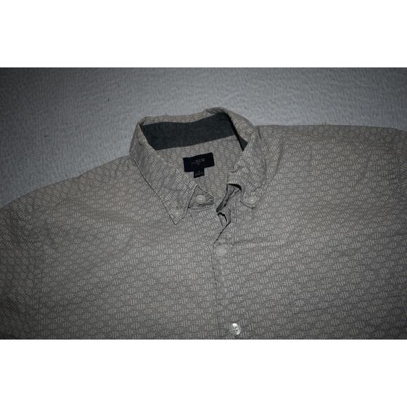 J Crew Dress Shirt Button Up Mens Size Medium Gray Geometric Cotton - Picture 4 of 6